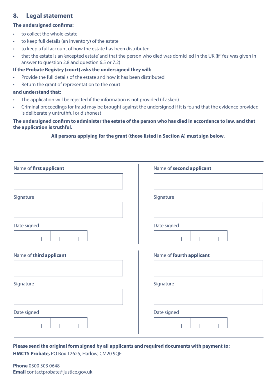 Form PA1A Probate Application - Without a Will - Citizen Applicants - United Kingdom, Page 19