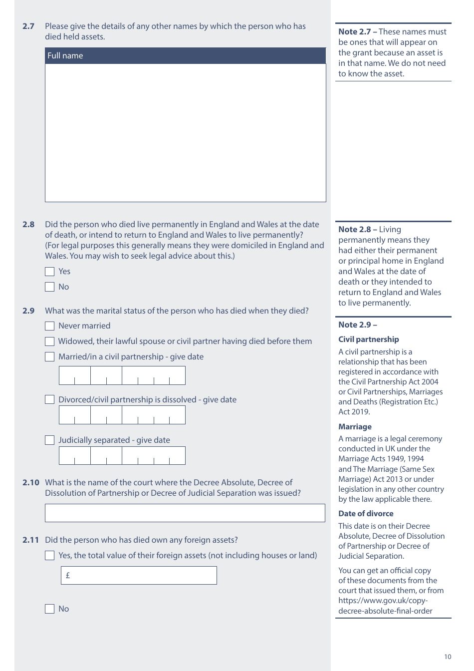 Form PA1P Probate Application - With a Will - Probate Practitioners Only - United Kingdom, Page 10