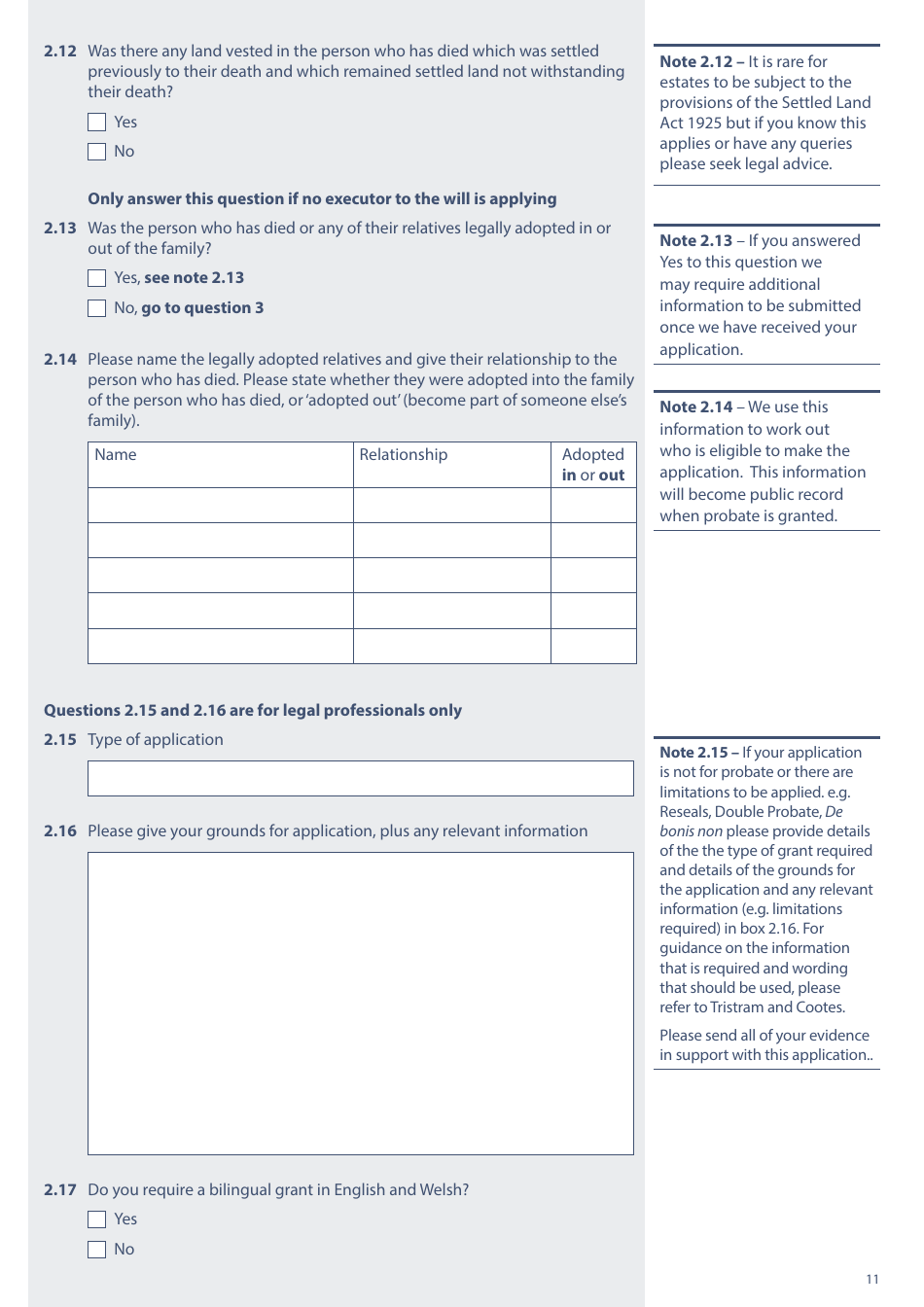 Form PA1P Probate Application - With a Will - Probate Practitioners Only - United Kingdom, Page 11