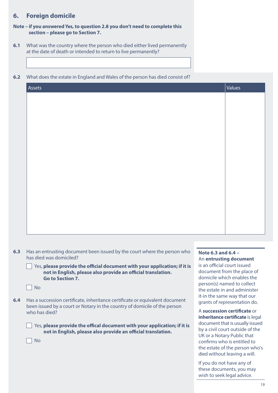 Form PA1P Probate Application - With a Will - Probate Practitioners Only - United Kingdom, Page 19