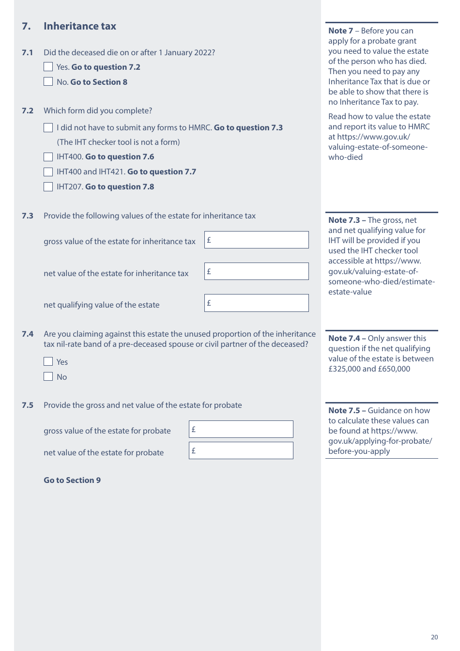 Form PA1P Probate Application - With a Will - Probate Practitioners Only - United Kingdom, Page 20
