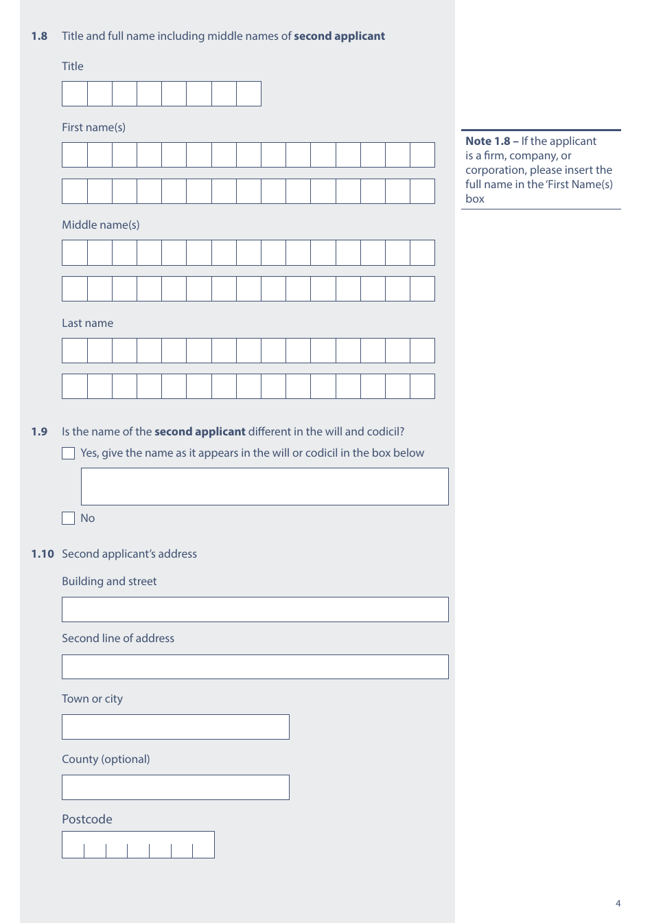 Form PA1P Probate Application - With a Will - Probate Practitioners Only - United Kingdom, Page 4