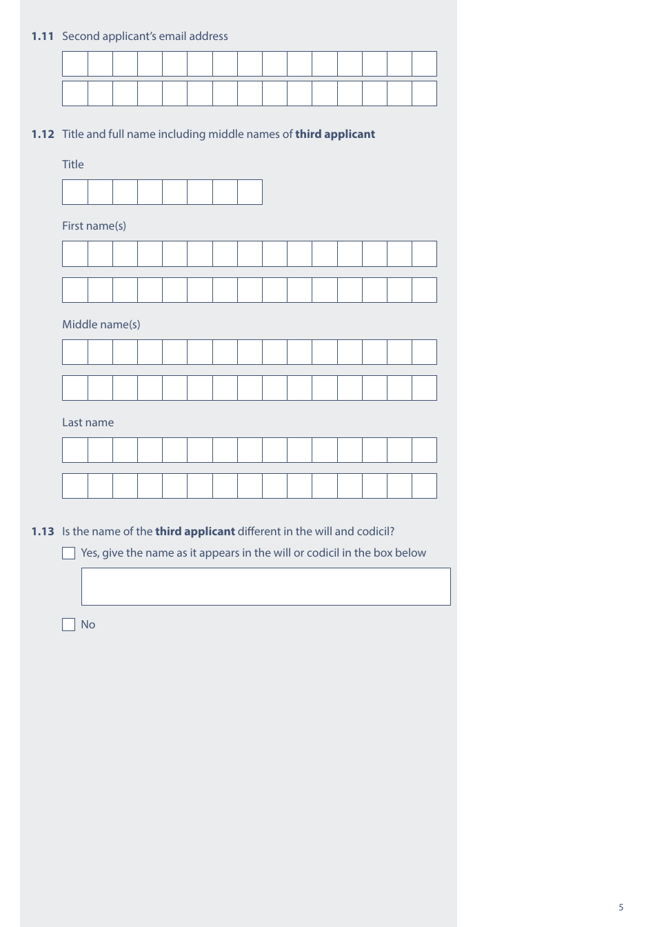 Form PA1P Probate Application - With a Will - Probate Practitioners Only - United Kingdom, Page 5