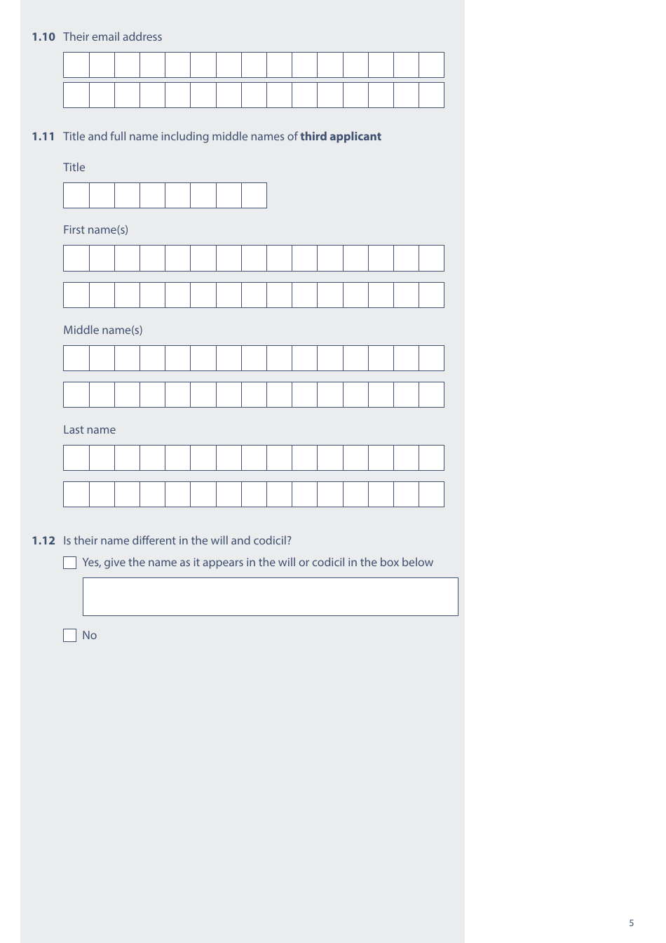 Form PA1P Probate Application - With a Will - Citizen Applicants Only - United Kingdom, Page 5