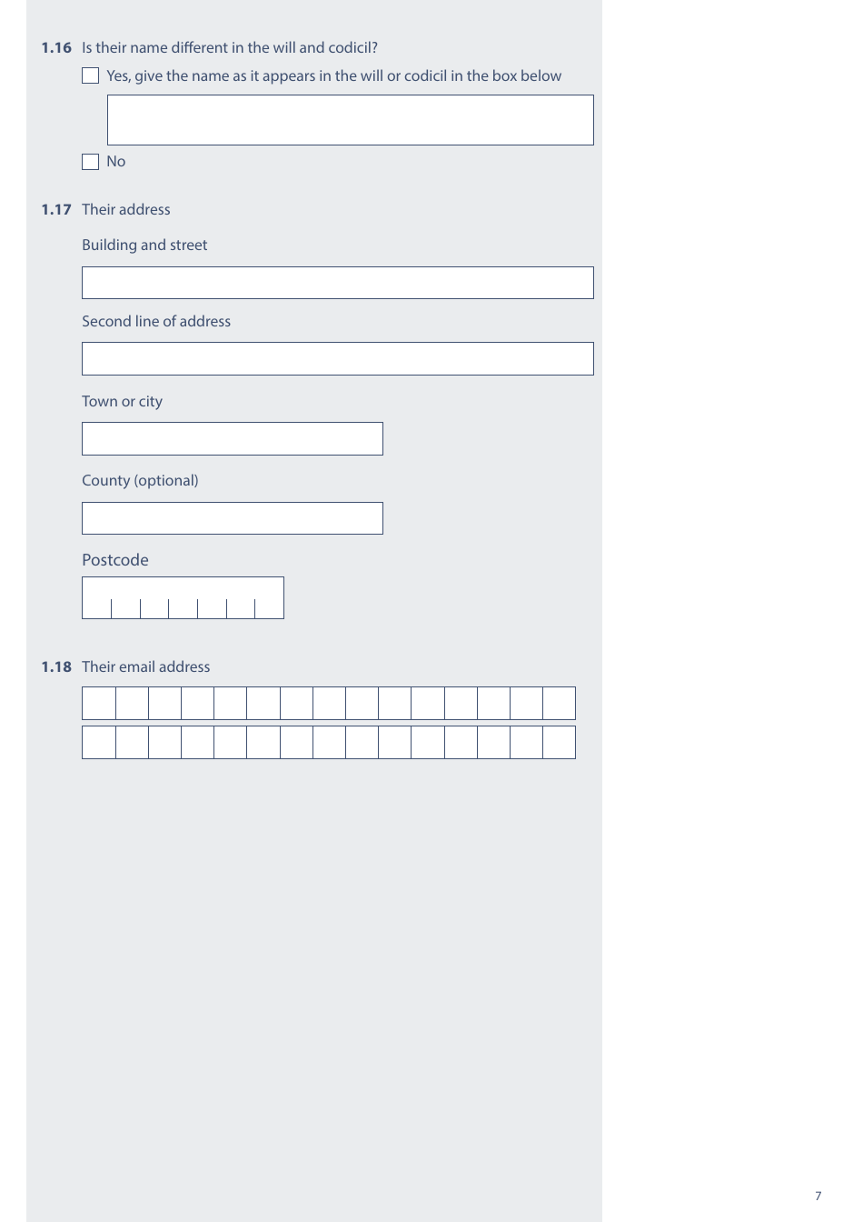 Form PA1P Probate Application - With a Will - Citizen Applicants Only - United Kingdom, Page 7