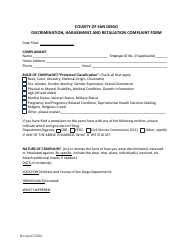 Discrimination, Harassment and Retaliation Complaint Form - County of San Diego, California, Page 2