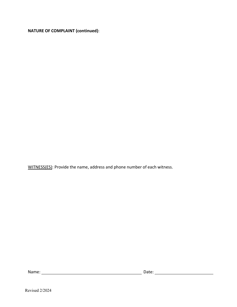 Discrimination, Harassment and Retaliation Complaint Form - County of San Diego, California, Page 3