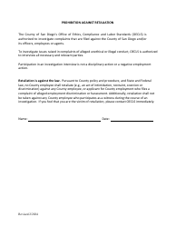 Discrimination, Harassment and Retaliation Complaint Form - County of San Diego, California, Page 4