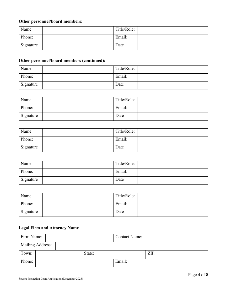 Source Protection Loan Application (Splp) - Vermont Drinking Water State Revolving Fund (Dwsrf) - Vermont, Page 4