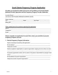 Form MS-134 South Dakota Pregnancy Program Application - South Dakota