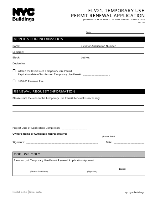 Form ELV21  Printable Pdf