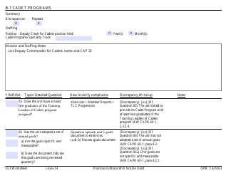 Form B-1 Sui Worksheet - Cadet Programs