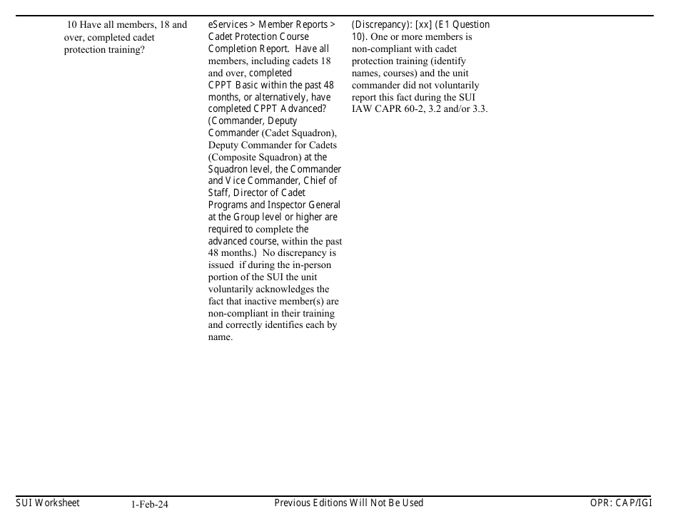 Form E-1 Sui Worksheet - Command, Page 3