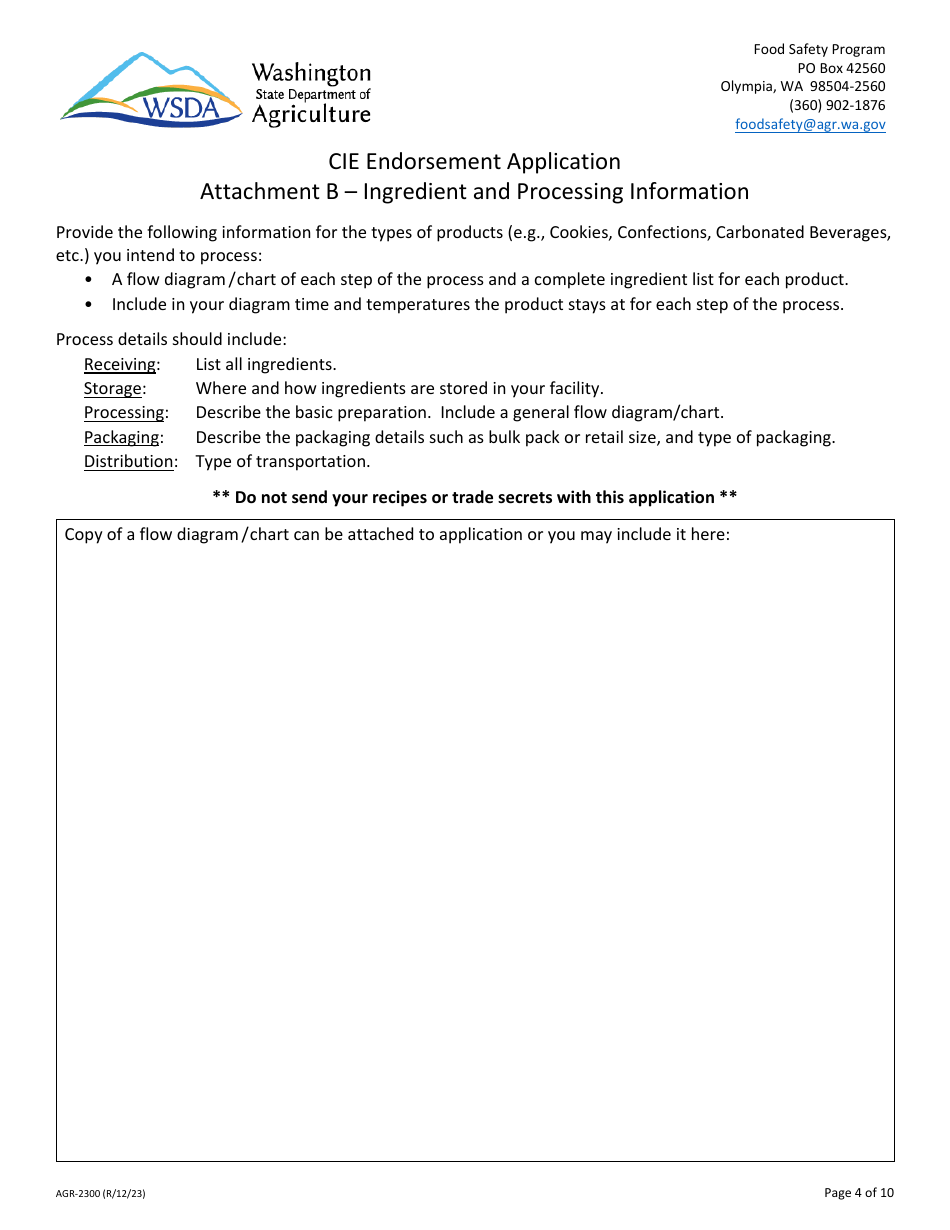Form AGR-2300 Cannabis-Infused Edible Endorsement Application - Washington, Page 4