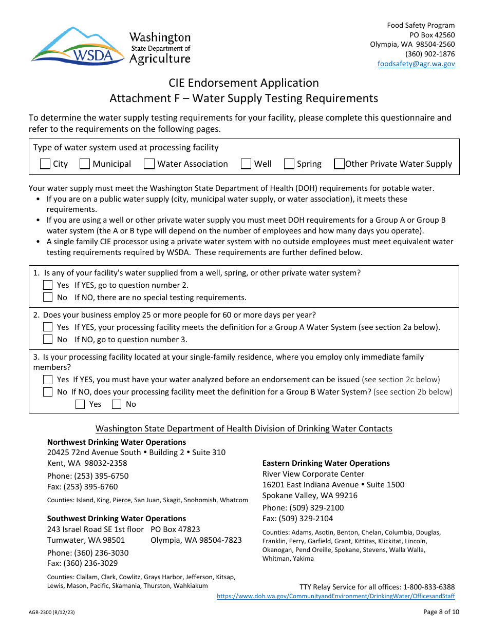 Form AGR-2300 Cannabis-Infused Edible Endorsement Application - Washington, Page 8