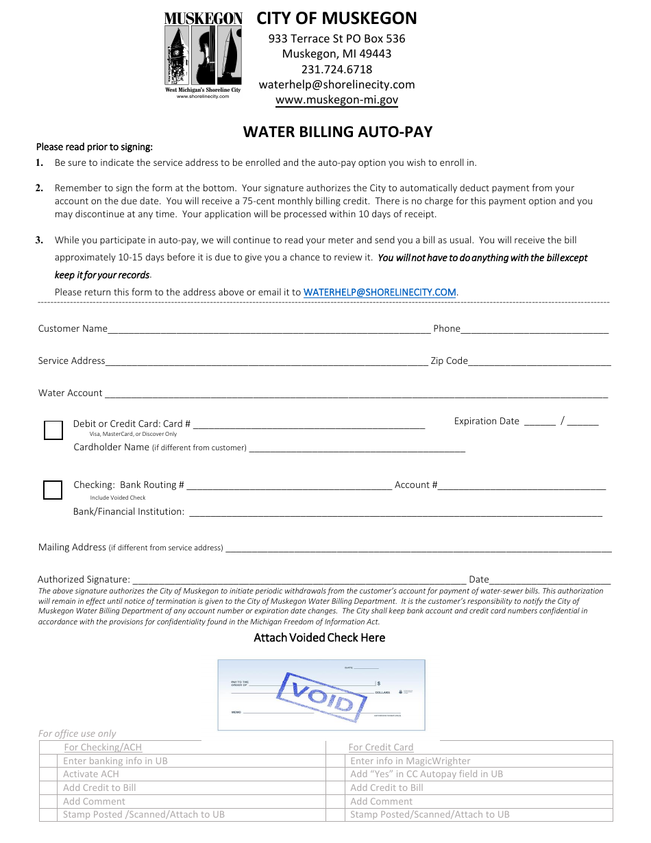 Water Billing Auto-pay - City of Muskegon, Michigan, Page 1