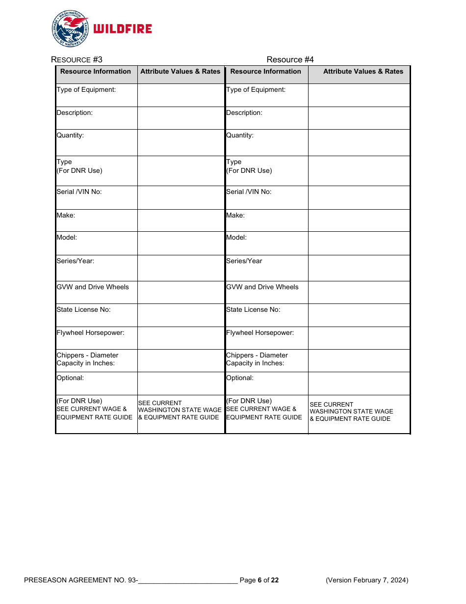Pre-season Application and Agreement Operations - Washington, Page 6