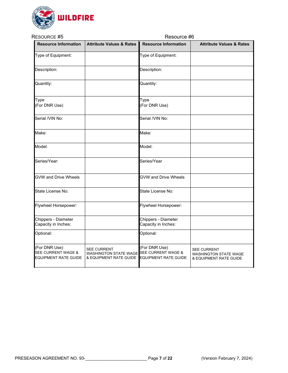 Pre-season Application and Agreement Operations - Washington, Page 7