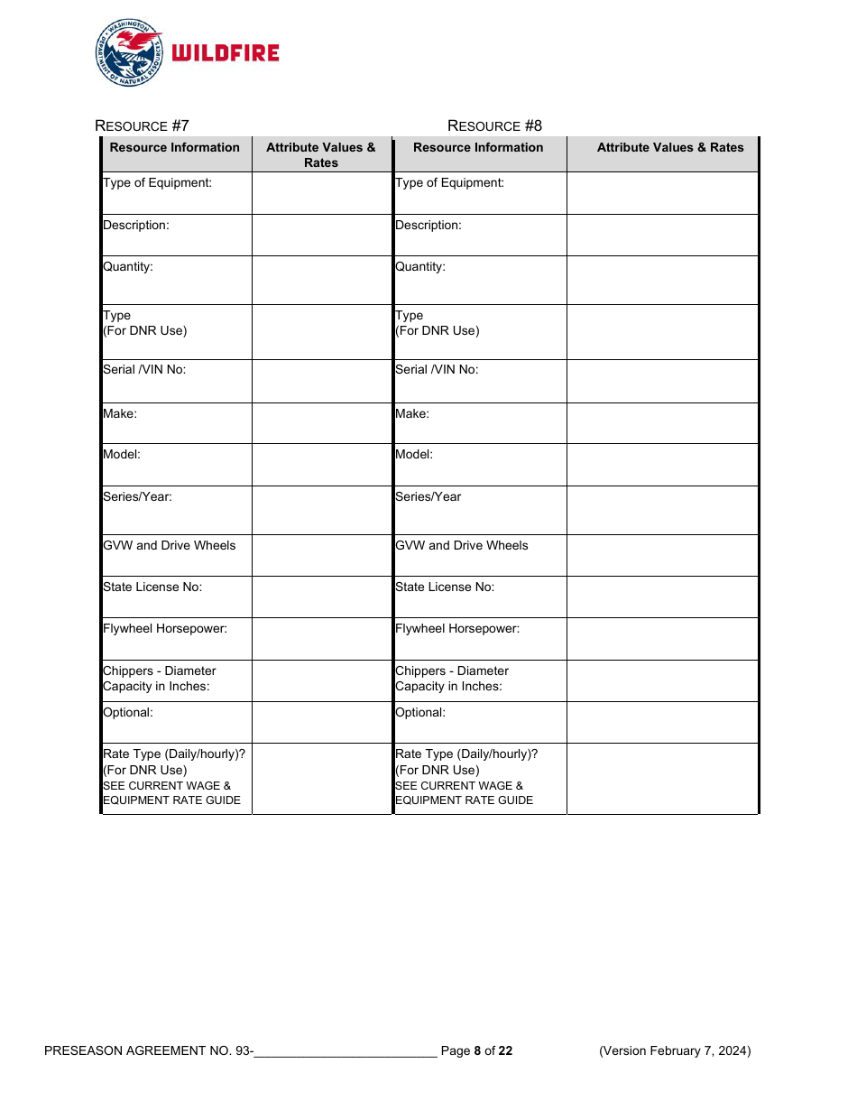 Pre-season Application and Agreement Operations - Washington, Page 8