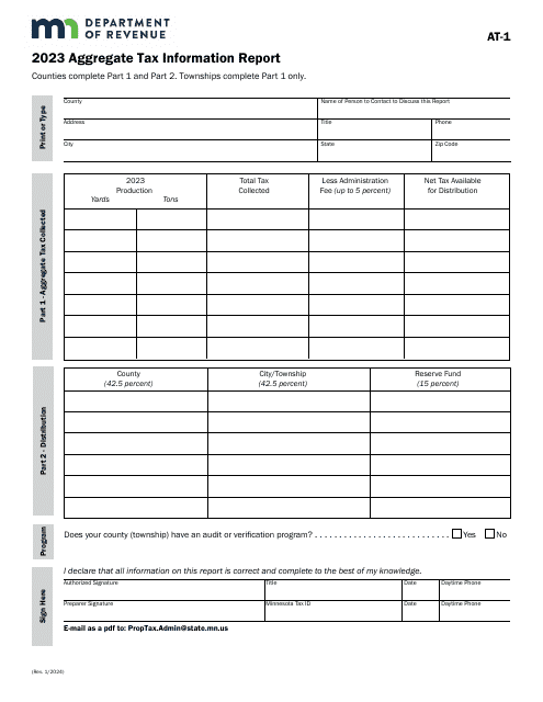 Form AT-1 Aggregate Tax Information Report - Minnesota, 2023