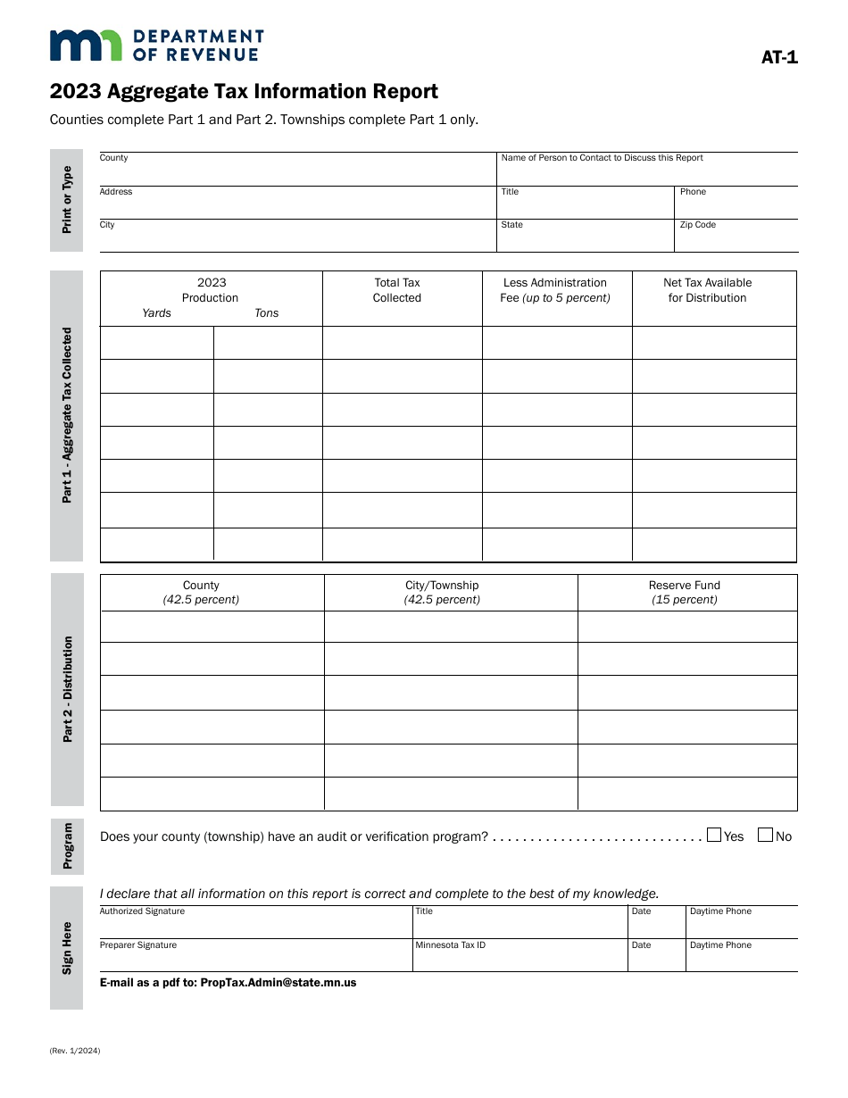 Form AT-1 Aggregate Tax Information Report - Minnesota, Page 1