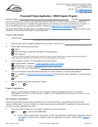 Form AGR2523 Processed Product Application - Wsda Organic Program - Washington