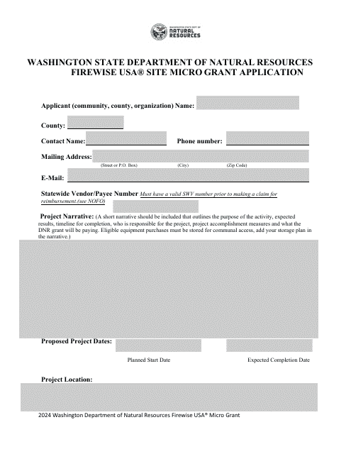Firewise USA Site Micro Grant Application - Washington, 2024