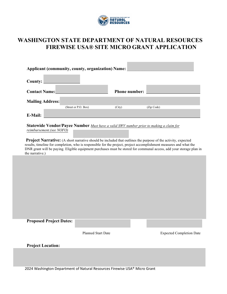 Firewise USA Site Micro Grant Application - Washington, Page 1