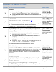 Money Transmission License New Application Checklist (Company) - Texas, Page 14