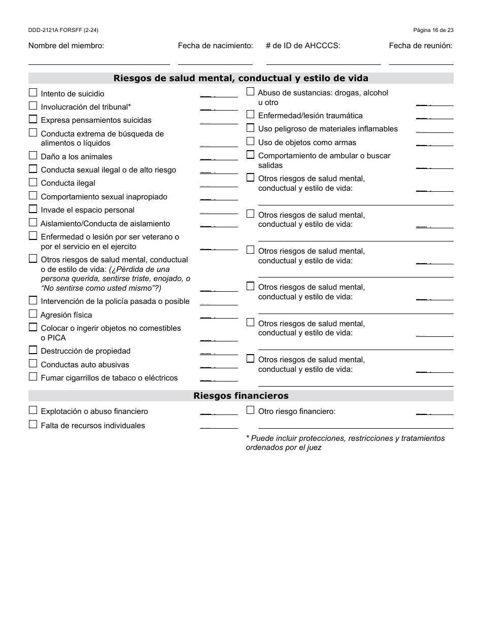 Formulario DDD-2121A-S Suplemento De Plan De Servicio Centrado En La Persona (Pcsp) Para El Plan Individualizado De Servicio Familiar (Ifsp) - Arizona (Spanish), Page 16