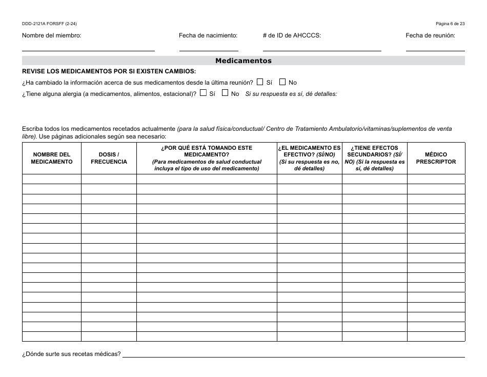 Formulario DDD-2121A-S Suplemento De Plan De Servicio Centrado En La Persona (Pcsp) Para El Plan Individualizado De Servicio Familiar (Ifsp) - Arizona (Spanish), Page 6