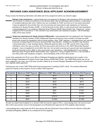 Form RRP-1019A Refugee Cash Assistance (Rca) Applicant Acknowledgement - Arizona