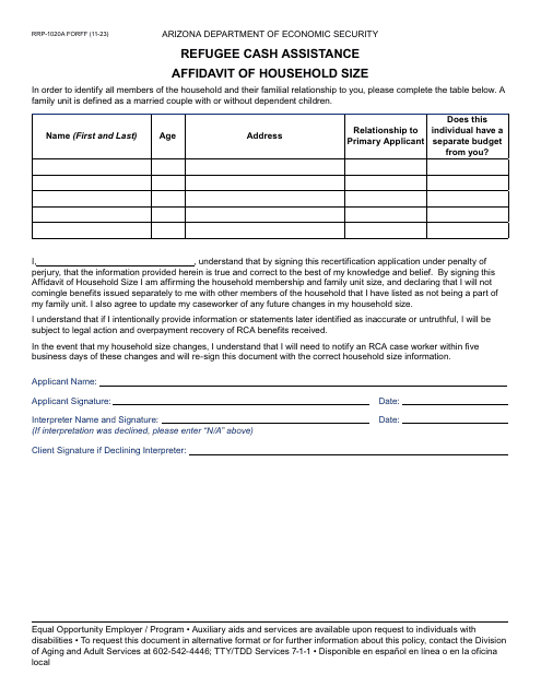 Form RRP-1020A - Fill Out, Sign Online and Download Fillable PDF ...