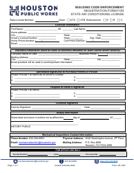 Document preview: Form CE-1307 Registration Form for State Air Conditioning License - City of Houston, Texas