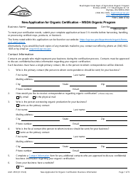 Document preview: Form AGR2500 New Application for Organic Certification - Wsda Organic Program - Washington
