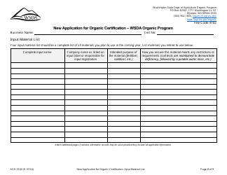 Form AGR2500 New Application for Organic Certification - Wsda Organic Program - Washington, Page 8