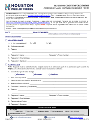Document preview: Form CE-1212 Address/Name Change Request Form - City of Houston, Texas