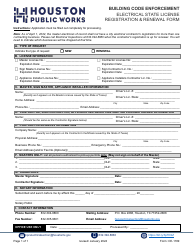 Document preview: Form CE-1189 Electrical State License Registration and Renewal Form - City of Houston, Texas