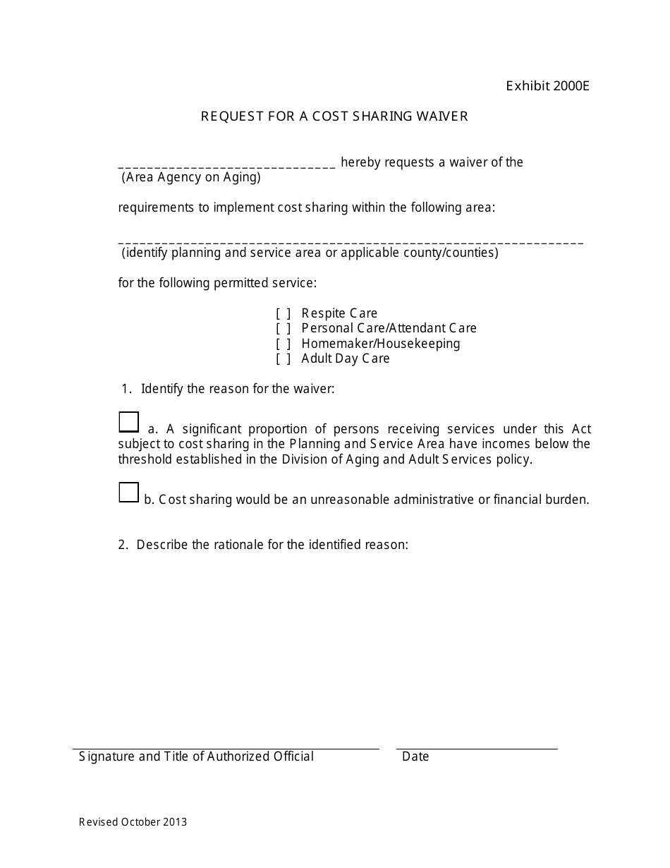 Arizona Request for a Cost Sharing Waiver Fill Out, Sign Online and