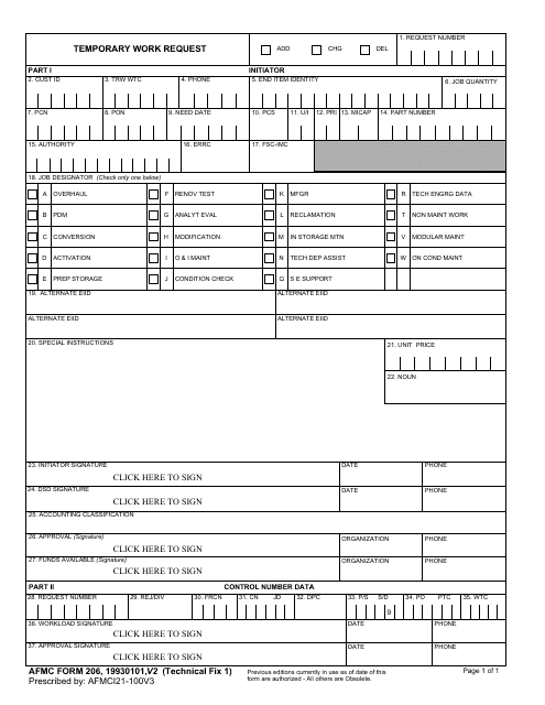 AFMC Form 206  Printable Pdf