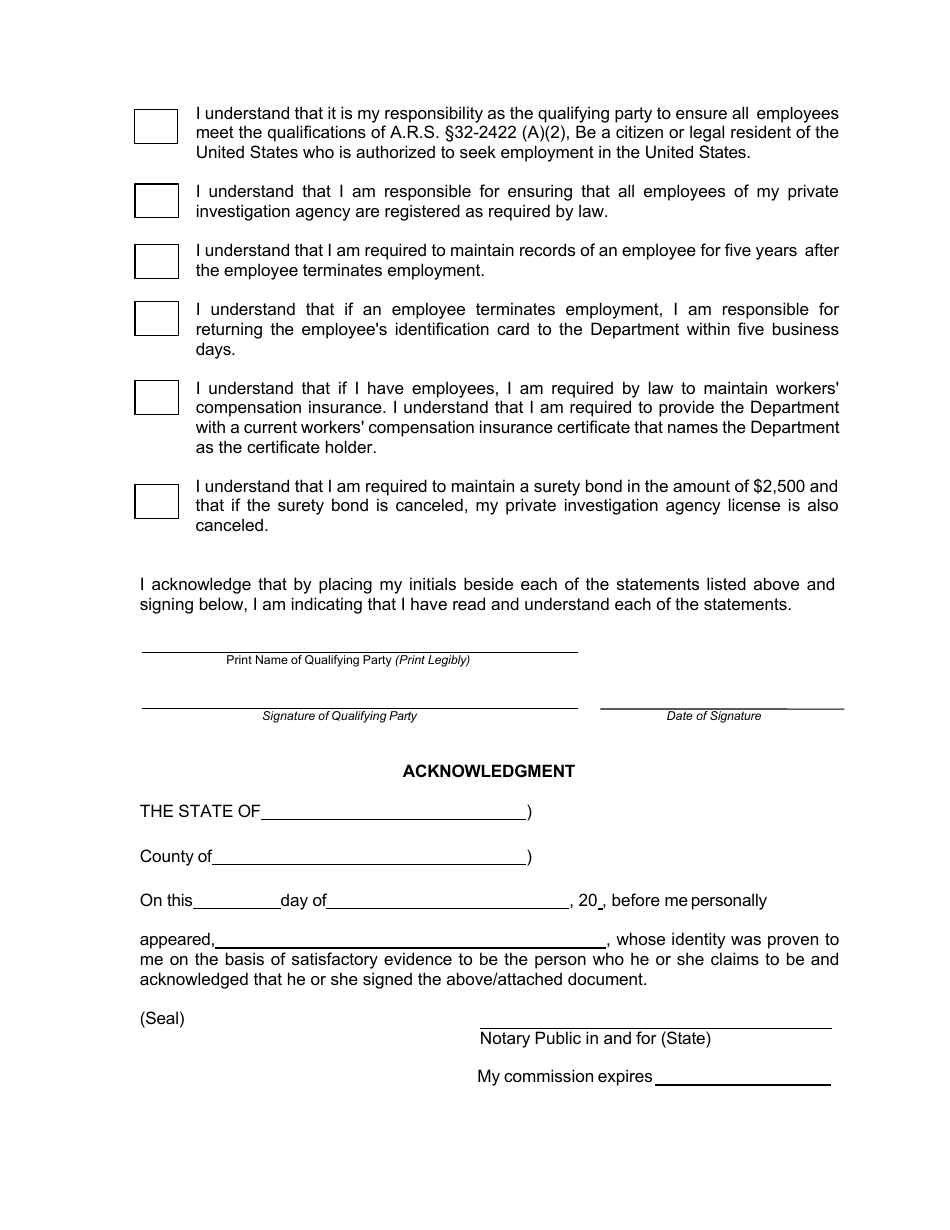 Private Investigation Agency Renewal Responsibilities - Arizona, Page 2