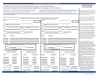 Form MW-24S Temporary Laborer Itemized Statement of Earnings, Hours &amp; Deductions - New Jersey (English/Italian)