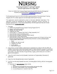 Document preview: Initial Application for Approval - Nursing Assistant Training Program - Nevada