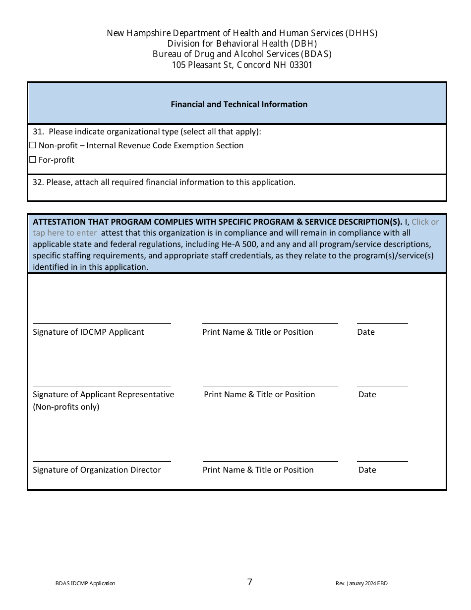 Impaired Driver Care Management Program (Idcmp) Application - New Hampshire, Page 7