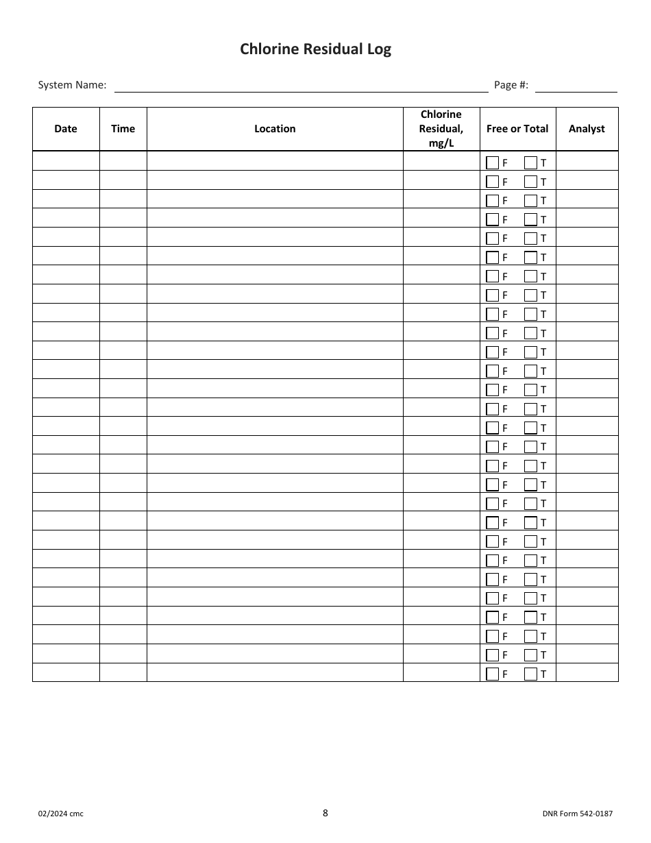 DNR Form 542-0187 Download Fillable PDF or Fill Online Bulk Drinking ...