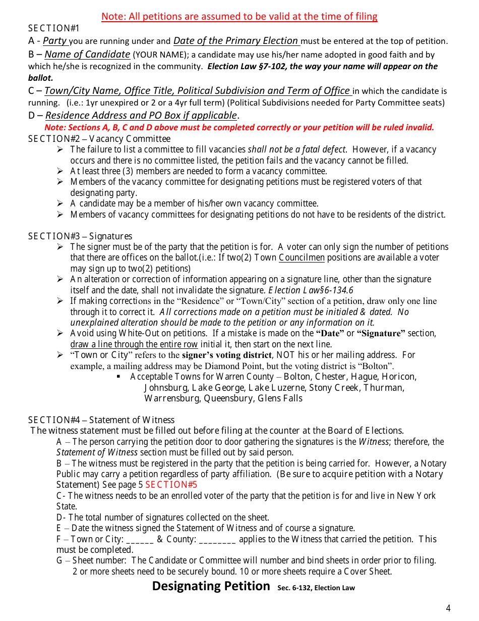 Candidates Petition Running for Office - Warren County, New York, Page 5