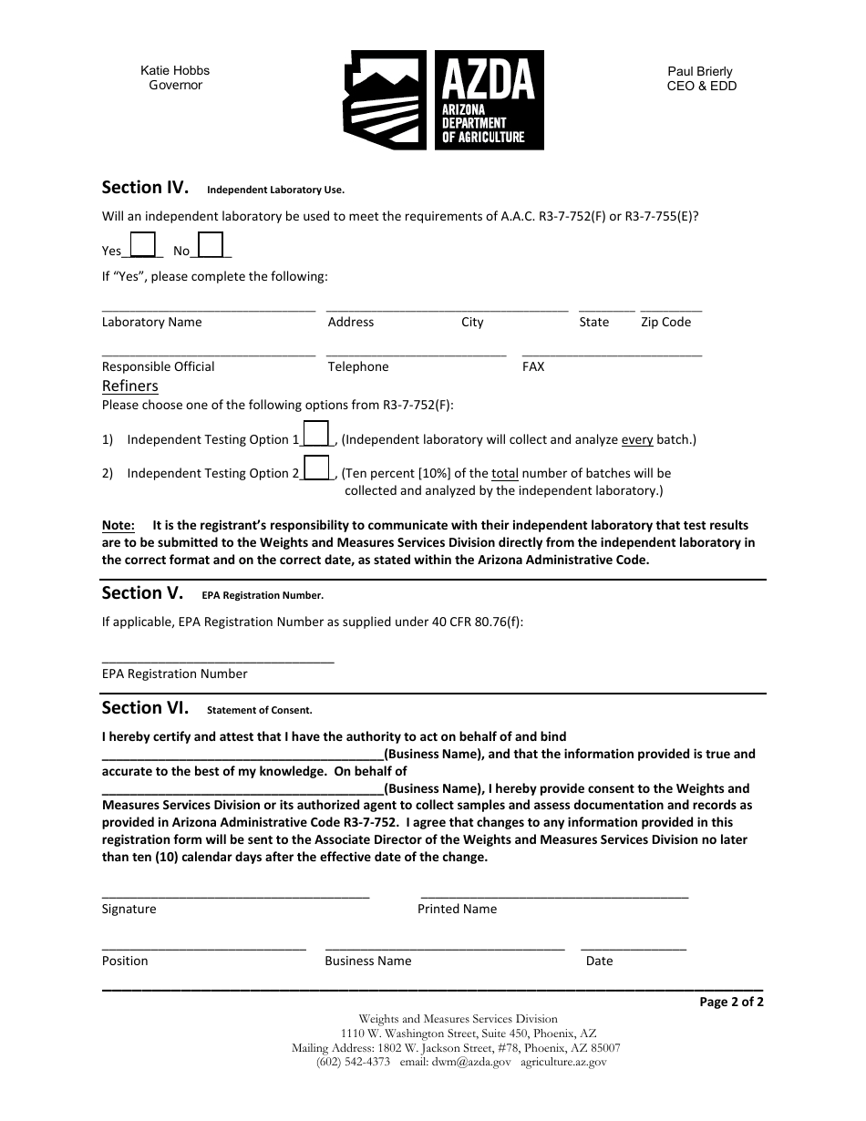 Arizona Cbg Registration Form - Arizona, Page 2