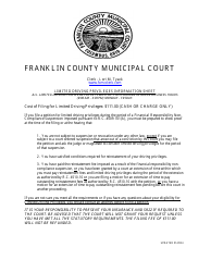 Document preview: Petition and Worksheet for Limited Driving Privileges - Franklin County, Ohio