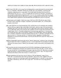 Form USM-285 Process Receipt and Return, Page 2