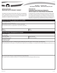 Form NWT9435 Application for Medium Arts Project Grant - Northwest Territories, Canada (English/French)